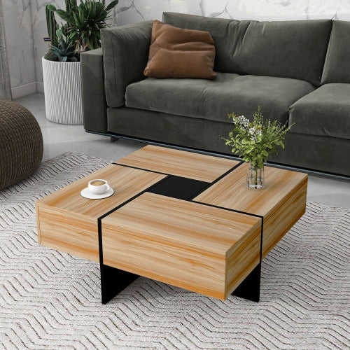 Luxury Coffee table with a Unique Design, Including 4 Hidden Storage Compartments