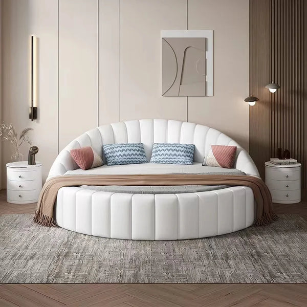 Round Leather Bed - Modern Luxury for a Dreamy Bedroom Experience