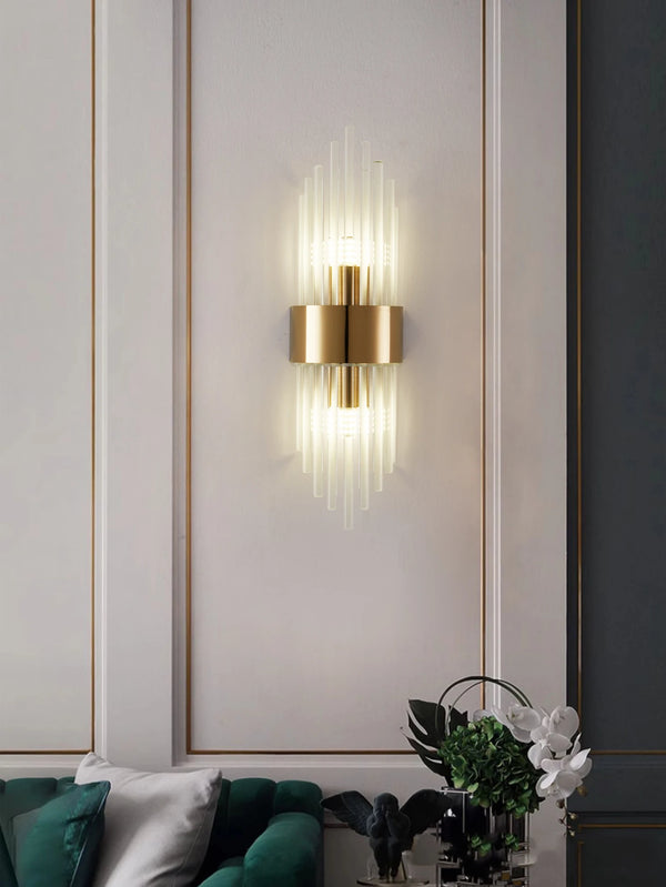 Gold/Black Stainless Steel Crystal Wall Sconce