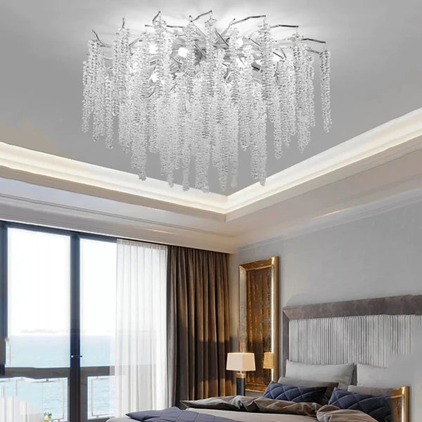 Silver Round Crystal Ceiling Chandelier