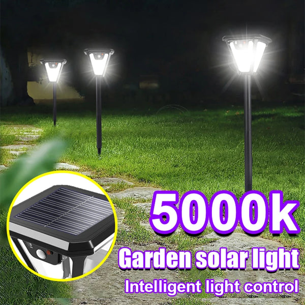 5000K Solar Pathway Garden Decor Lights Outdoor – With Motion Sensor, IP65 Waterproof Solar Lamp for Patio, Yard, Lawn, and Wall