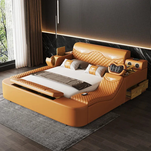 Intelligent Massage Tatami Bed - Deluxe Comfort and Multifunctional Elegance for the Modern Master Bedroom
