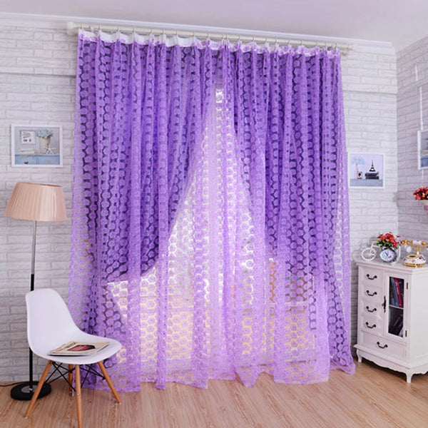 Romantic Rose Home Decor Voile Perspective Curtains – Tulle Sheer Window Curtains for Living Room, Elegant Window Screening