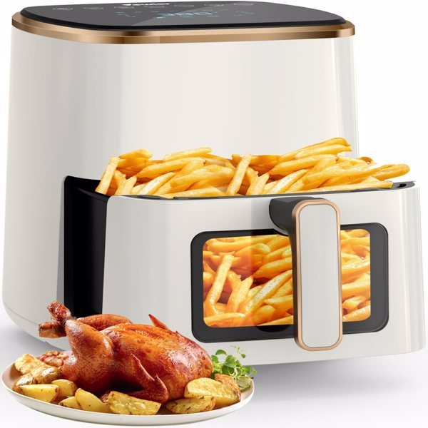 5.3 Qt Air Fryer, With Observation Window, with Digital Touch Screen, Non-Stick and dishwasher Safe